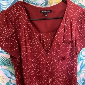 Red Polka Dot Satin Professional Shirt (L)